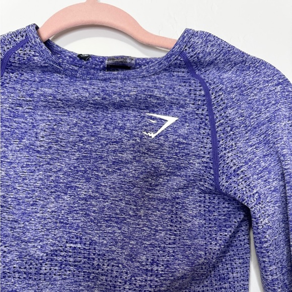 Gymshark Vital Seamless purple Long Sleeve Crop Top thumbholes contouring medium - Picture 2 of 6